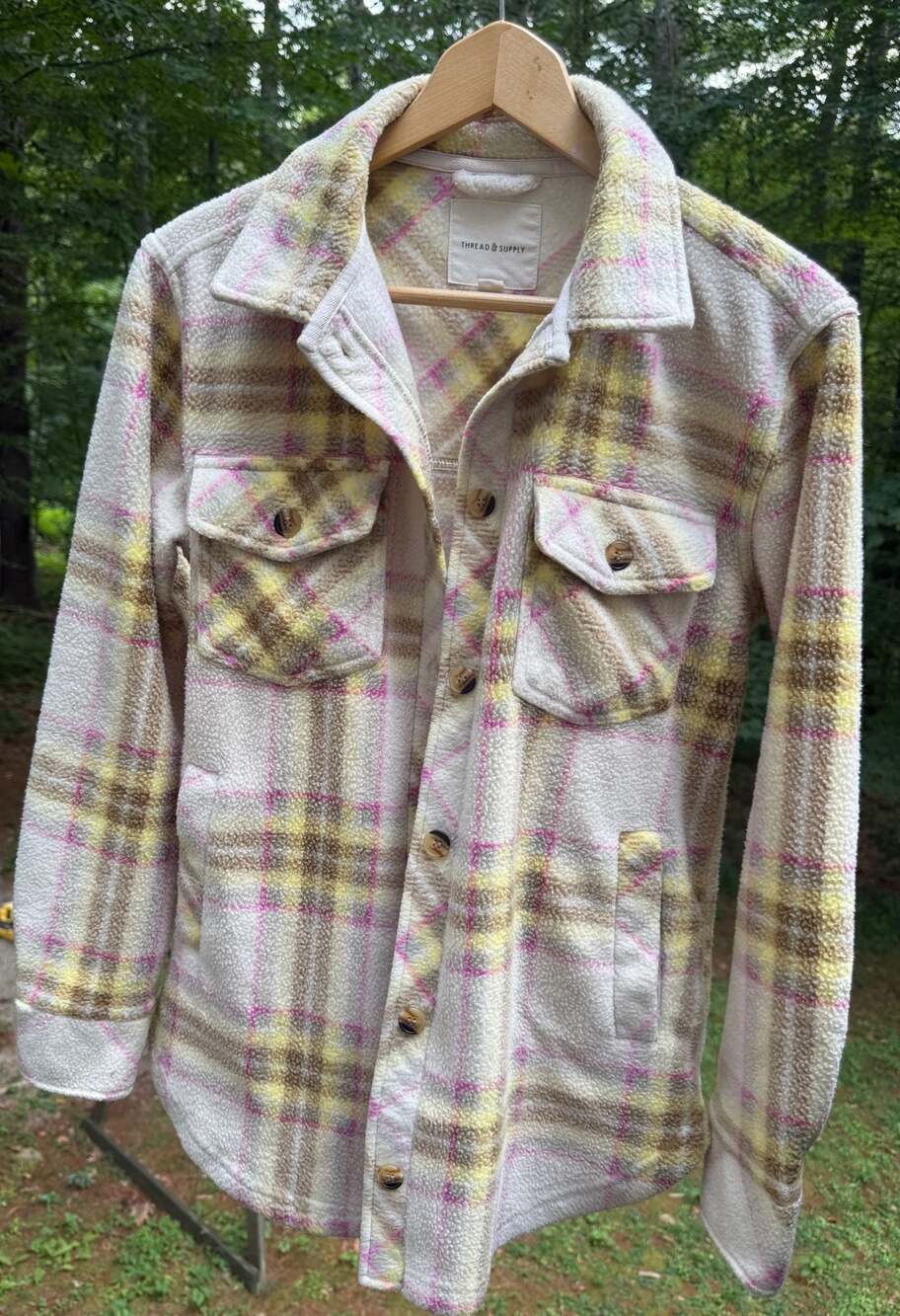 Thread & Supply Plush Plaid Shacket, XS